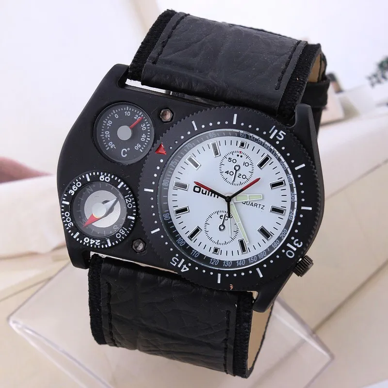 OULM Уникальный дизайн военный армейский зеленый циферблат Мужские кварцевые