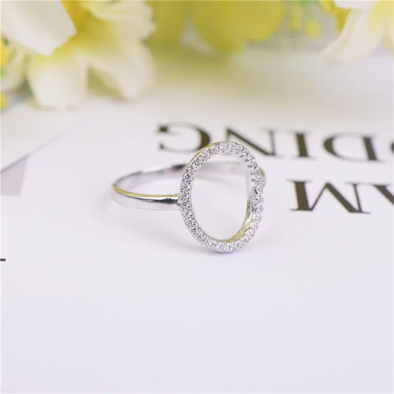 Classic Fashion Hollow out Hoop Sparkling SONA Diamant cz Ring Jewelry Real Solid 925 Sterling Silver Midi for Women SZ 5-9 | Украшения и