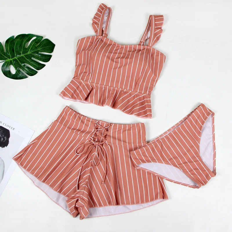 Женский сексуальный купальник комплект из трех предметов юбка в Корейском стиле