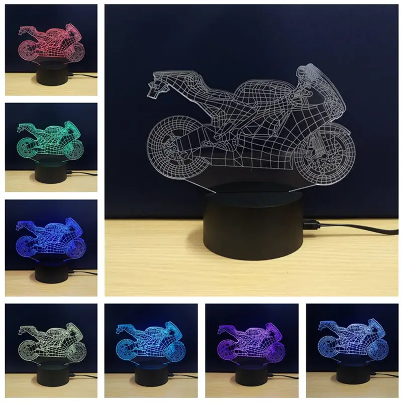 Неоновый акриловый светодиодный светильник для мотоцикла 3D бара паба спальни