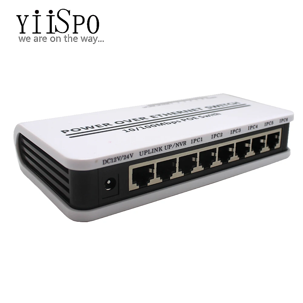 Yiispo 8 Порты и разъёмы PoE коммутатор 6 + 2 DC настольный Ethernet сети ip камеры питание POE