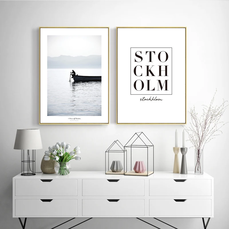 HEYCUADRO озеро печатает Wall Art холст картины настенные панно для Гостиная Nordic