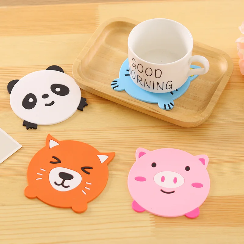 5pcs Cartoon Animal heat Resistant silicone mat Cute Round Coasters Placemats For Table Mats Dinner stand under hot Cushion | Дом и сад
