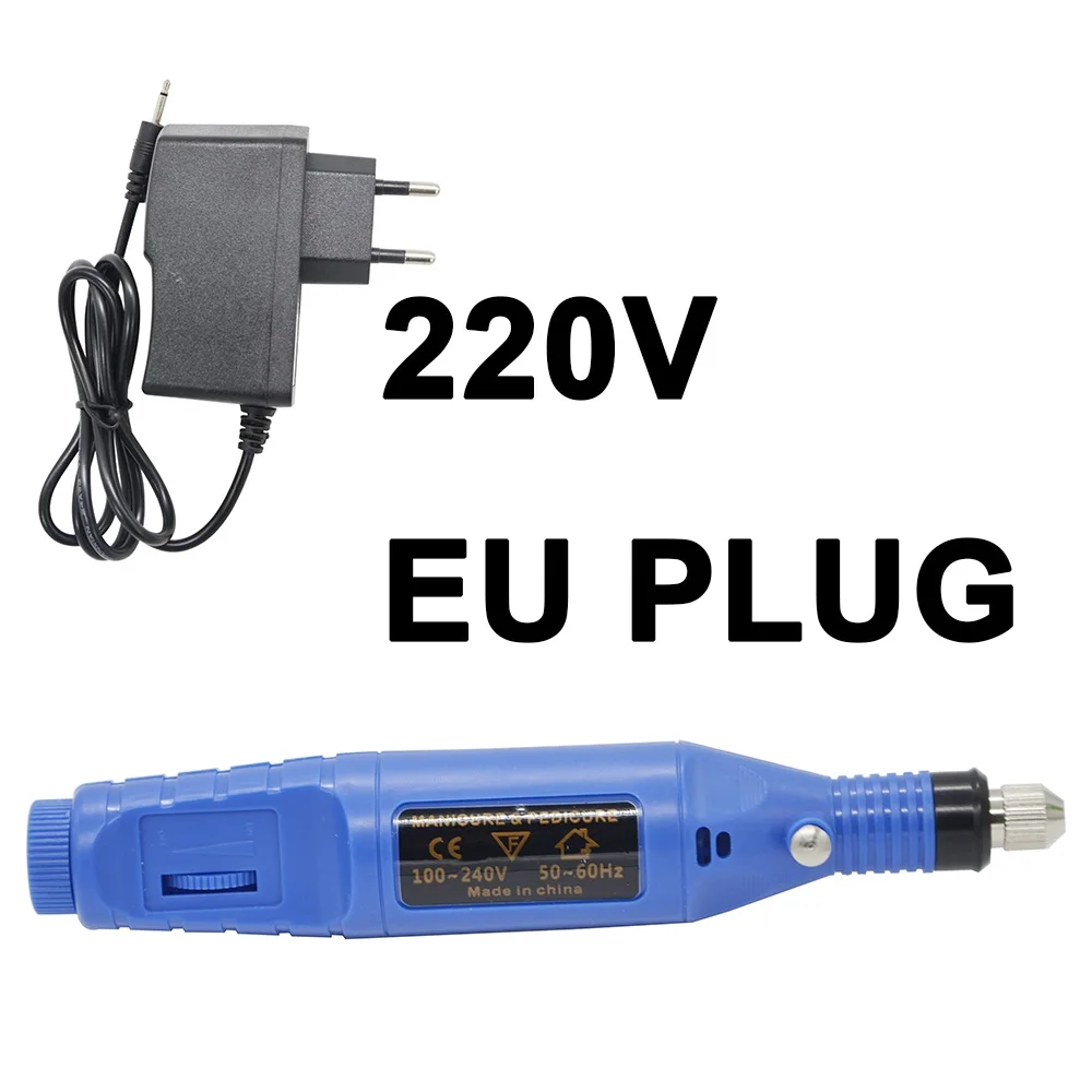 BLUE EU PLUG 20000 ОБ/мин Электрическая дрель для ногтей Алмазная пилочка для ногтей дрель для маникюра и педикюра сверло для полировки наборы инструментов - Цвет: BLUE EU PLUG