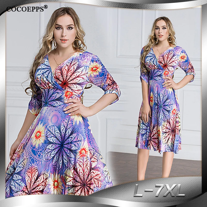 Женское платье размера плюс 4xl 5xl 6xl сексуальное вечернее с v-образным вырезом