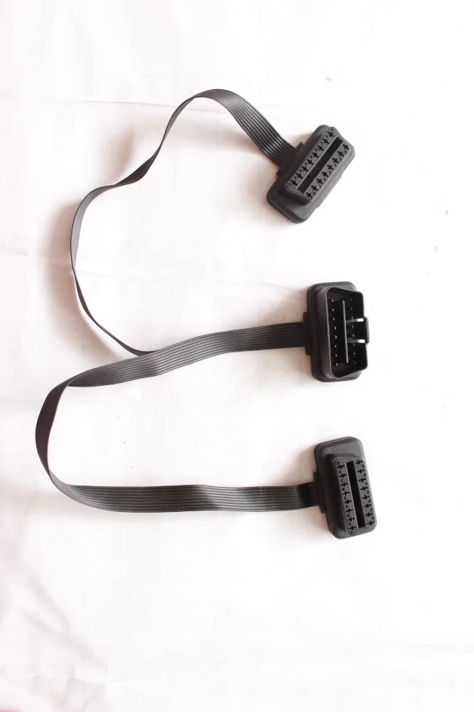 Оптовая продажа 100 шт. плоский + тонкий As Noodle OBDII OBD II 2 OBD2 16 Pin ELM327 мужской и двойной