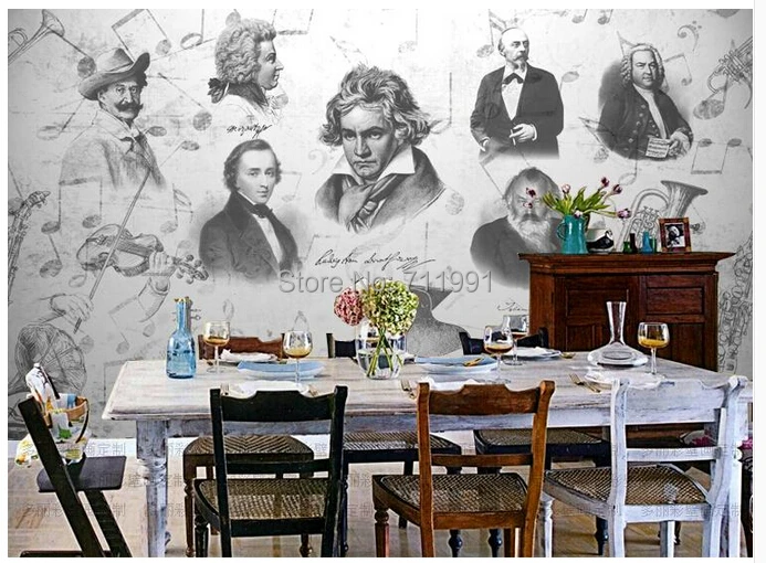 Бесплатная доставка пользовательская 3D Роспись ретро ностальгия Бетховен