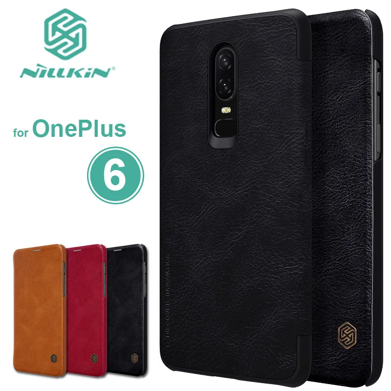 Для Oneplus 6 Nillkin Qin кожаный флип чехол для телефона Oneplus6 Роскошный деловой с окошком
