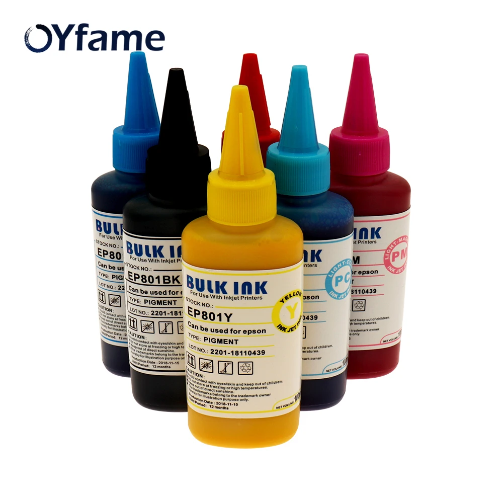 Универсальные пигментные чернила OYfame 6*100 мл для Epson SureColor T50 P600 P800 R1390 все струйные