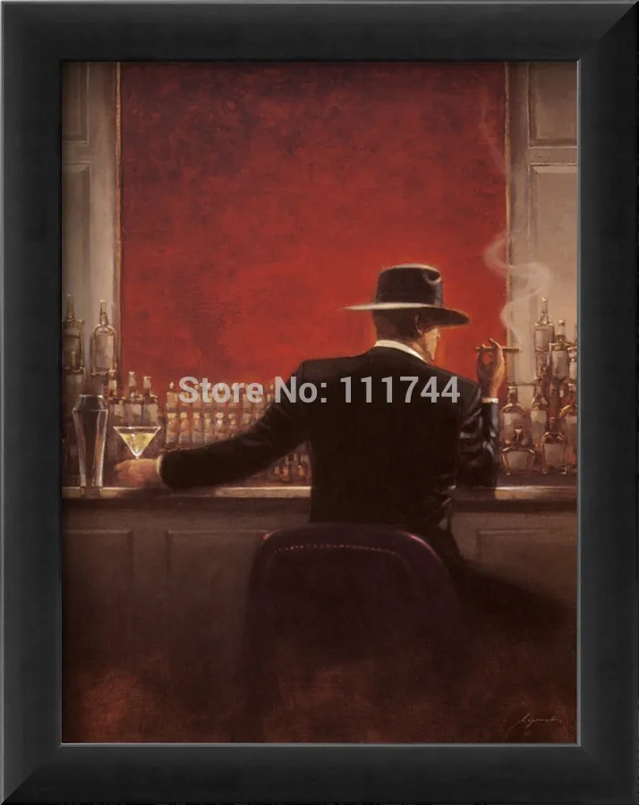 

Cigar Bar Brent Lynch painting oil on Canvas decorative art men Home Decor High quality Hand painted