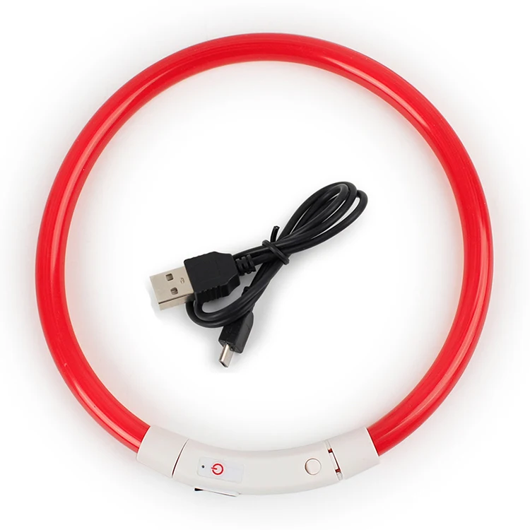 Petshy зарядка через usb Регулируемый Pet Ошейник Перезаряжаемые мигает светодио дный трубки ночь светящиеся безопасности с рисунком собачки и котика шейные воротники