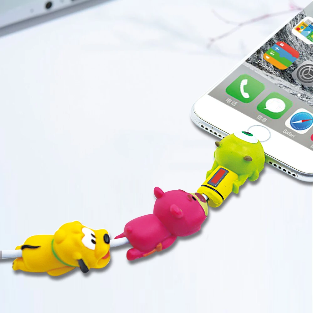 CHIPAL милый мультфильм укуса провода намотки для iPhone USB органайзер для кабеля зарядного устройства протектор животное укусы держатель телефона аксессуар
