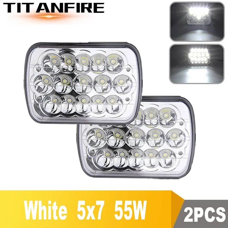 TF30 55 Вт 7x6 ''5X7 светодиодный фонарь Halo DRL для 86-95 Jeep Wrangler YJ Cherokee XJ angel eyes DRL H4 светодиодный квадратный фонарь - Цвет: 2PCS 5X7
