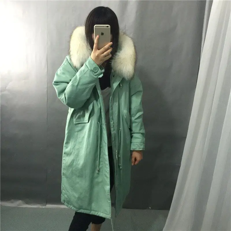 Зимняя куртка Для женщин утка вниз пальто Для женщин s Зимняя куртка s и пальто Парка на пуху с большой натуральный мех енота меховой воротник с капюшоном
