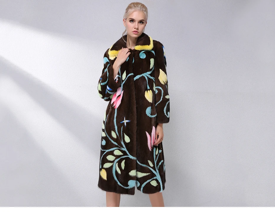 JEPLUDA Luxurious North American Natural Real Mink Fur Coat Women Clothes Fashion Pattern Warm Real Fur Coat Winter Jacket Women
