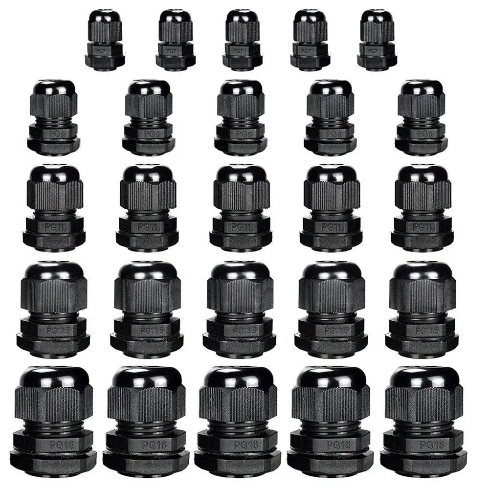 25PCS Nylon Cable Glands Waterproof Gland Joints Plastic PG7 PG9 PG11 PG13.5 PG16 | Обустройство дома