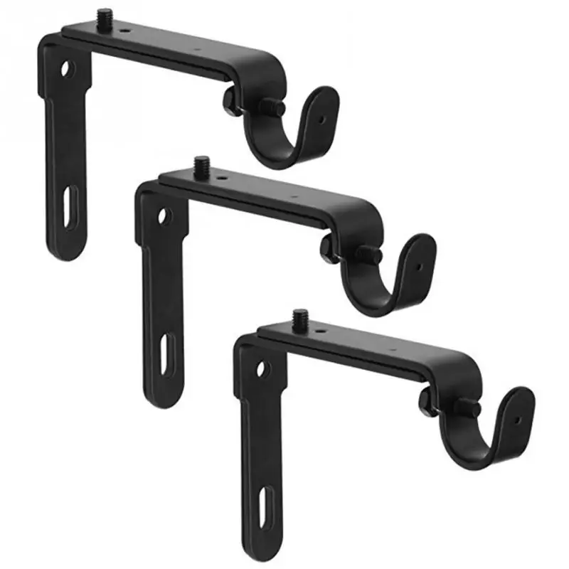 3 шт./компл. Шторы кронштейны штанги черный Heavy Duty Держатель Прочный напольный штатив с регулируемой высотой Шторы стержень настенные кронштейны с винтовой крюк полюс 906