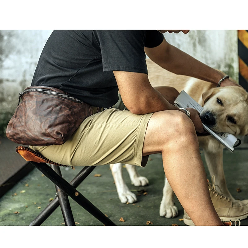 Мужская нагрудная сумка из 100% натуральной кожи в винтажном стиле | Багаж и сумки