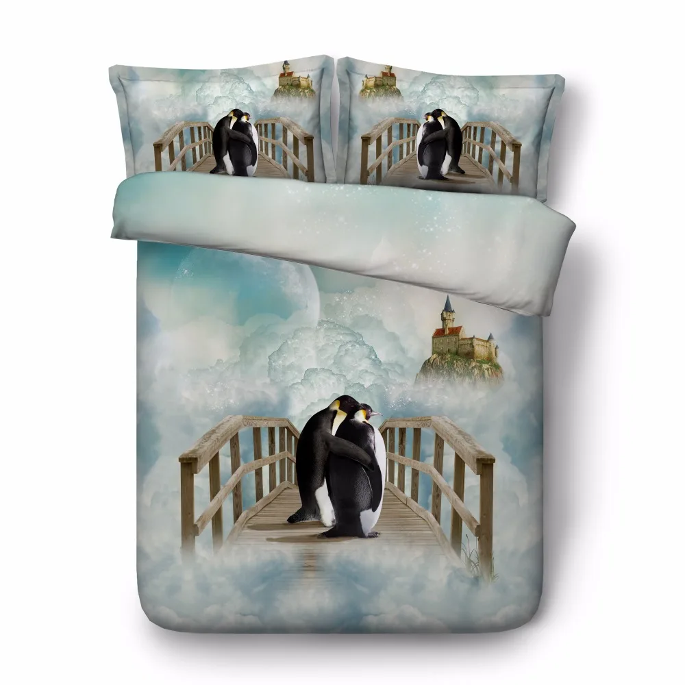 

Free shipping 3d animal penguin goose duck 1 duvet cover&2 pillow cases twin/full/queen/king/super king size bedding set