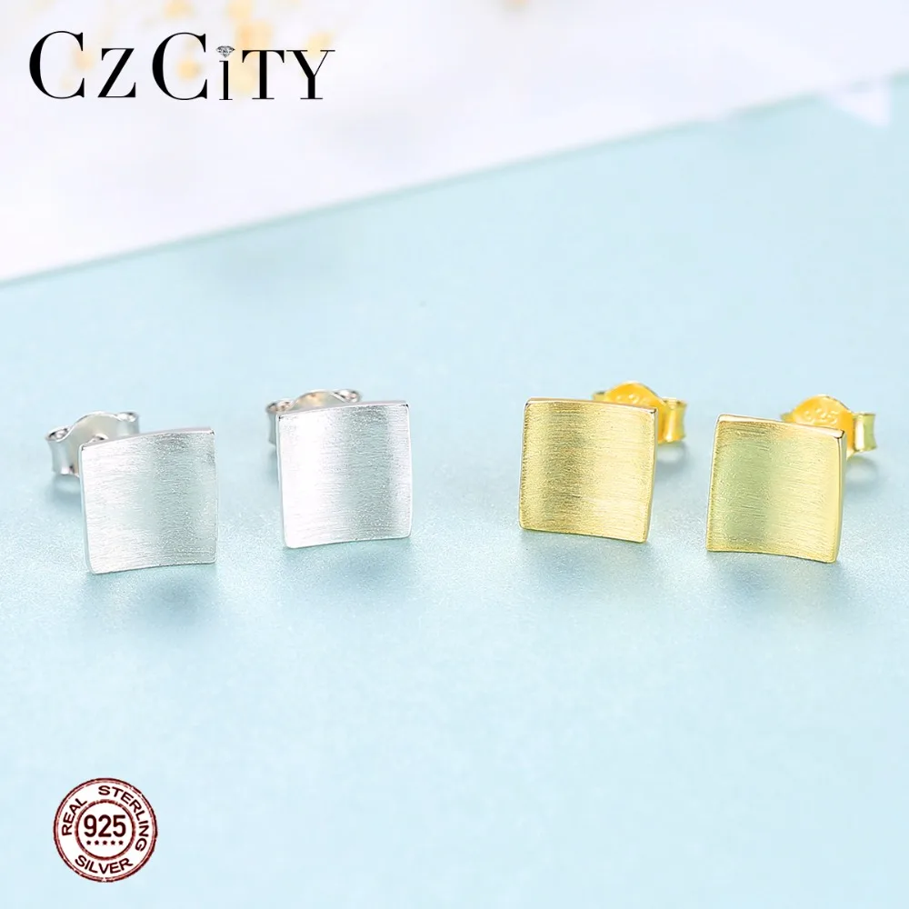 CZCITY корейский Серебряный серьги со шпилькой для женщин новая мода площади Модные
