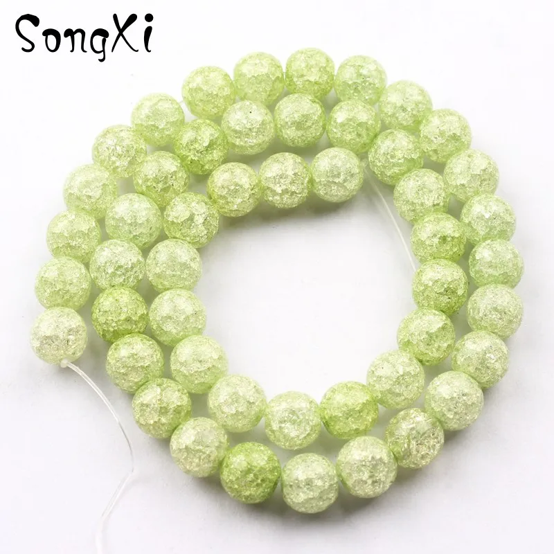 Оптовая продажа лимонно-зеленый треснутый кварцевый камень 6 8 10 мм 15 дюймов