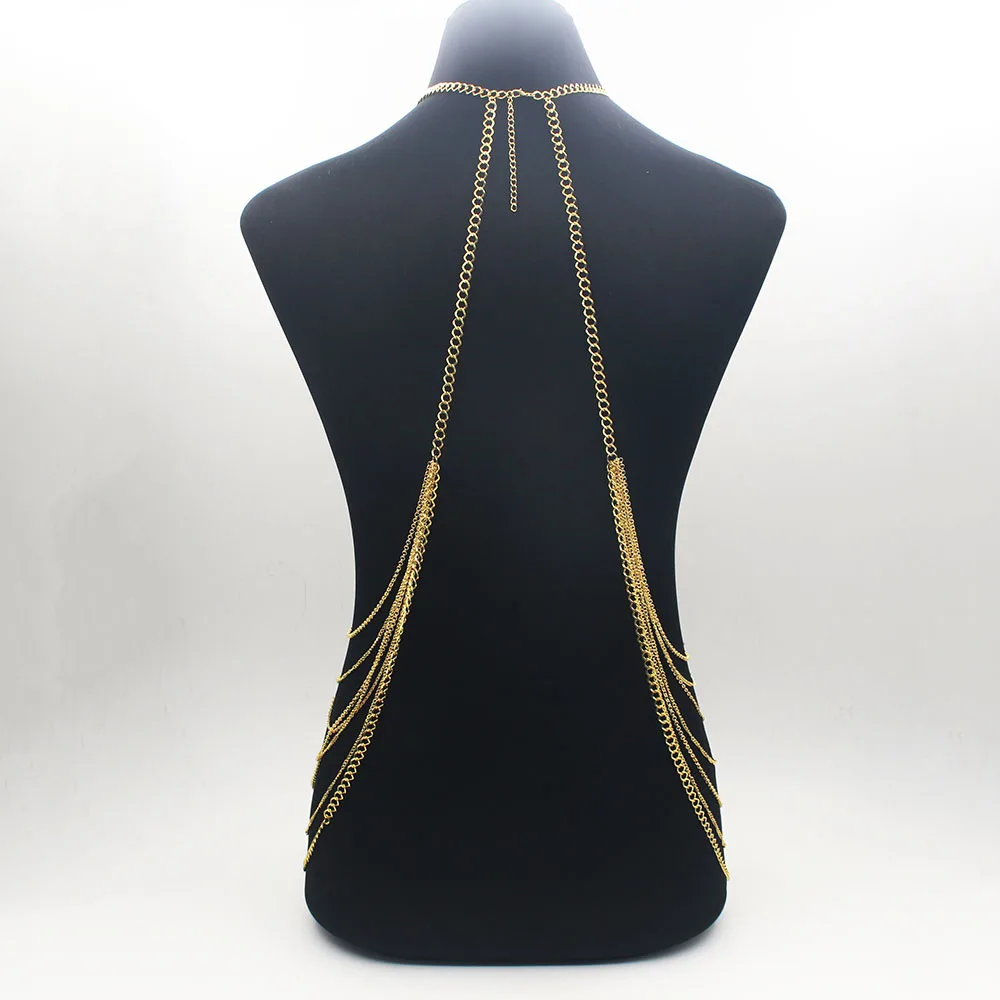 2 Colors Full Metal Crystal Pendant Necklace Body Chain Shoulder Gold JEWELRY Bikini Harness Dress BY123 | Украшения и аксессуары