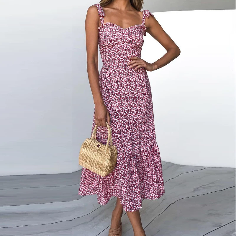 2019 print ruffles mid Summer dress women cover up Casual twist beach Strapless fashion beachwear Long cover-ups tunic XL | Женская