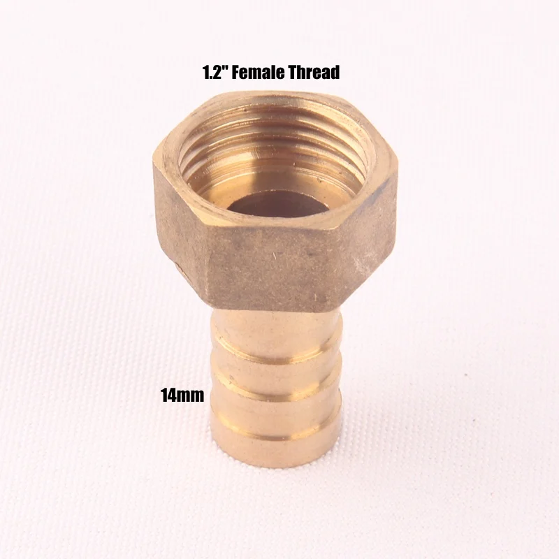 1l2 Female-14mm 1/" Женская Мужская резьба шланга Соединитель 8-19 мм Чистая латунь пагода водяные соединители орошение медь газ мягкий шланг адаптеры - Цвет: 1l2 Female-14mm