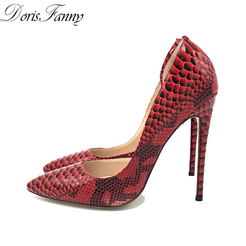 DorisFanny large size Snake Red Stiletto pumps women shoes sexy high heels 12cm/10cm/8cm | Обувь