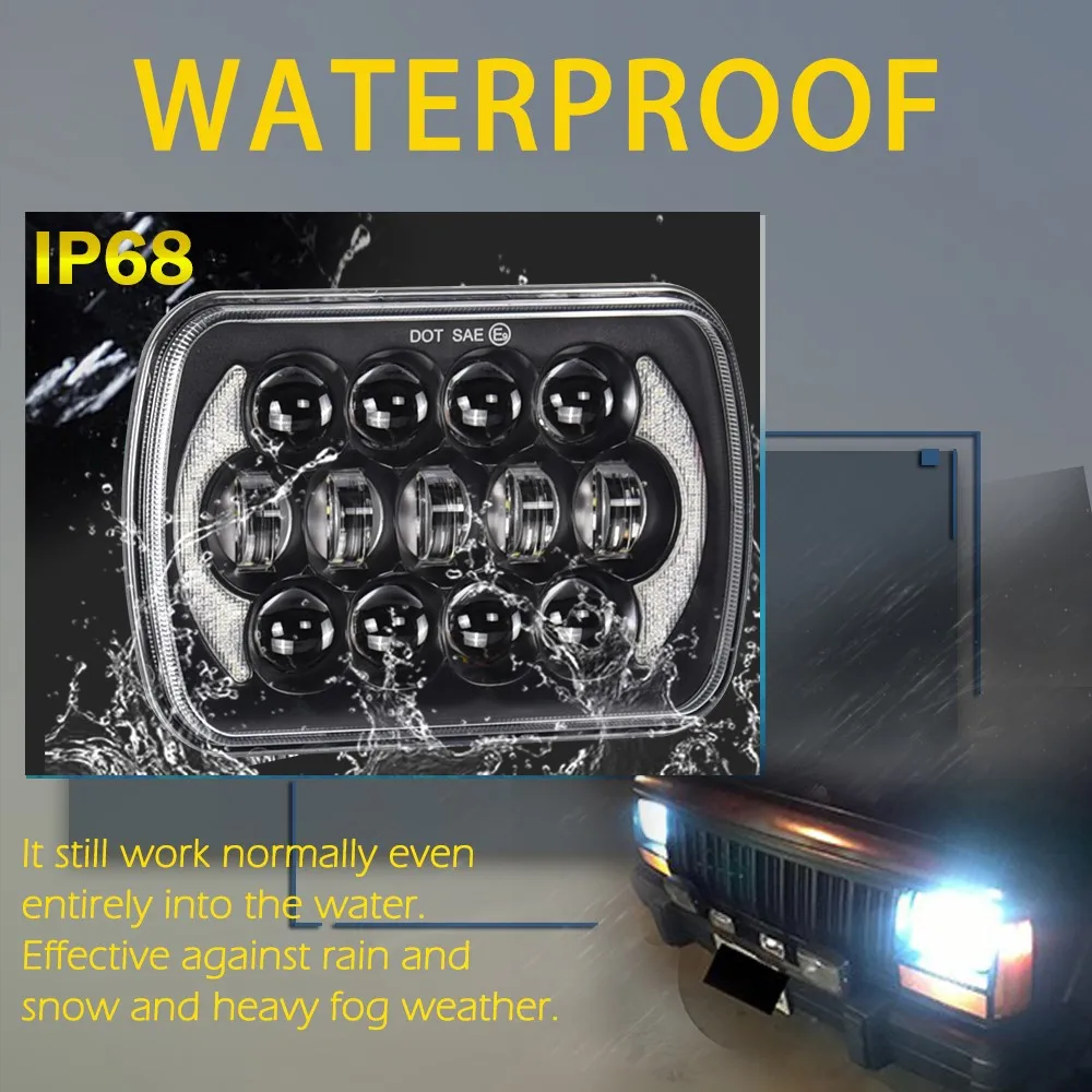 105W 5X7 7X6 дюймов прямоугольный морской Светодиодный луч светодиодный фары с DRL Для