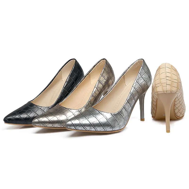 

Fanyuan 2018 Top Quality Snake Printed Women Shoes Sexy High Heels Pointed Toe Party Women Pumps weeding shoes size 30-48