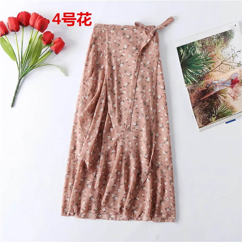 Женские богемные пляжные шифоновые юбки женские летние 2019 Новые цветочные рыбий