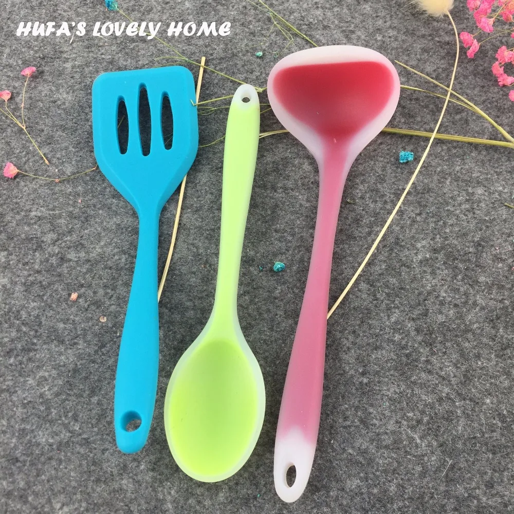 3 шт. антипригарным силиконовые щелевые Лопатки для переворачивания горшок