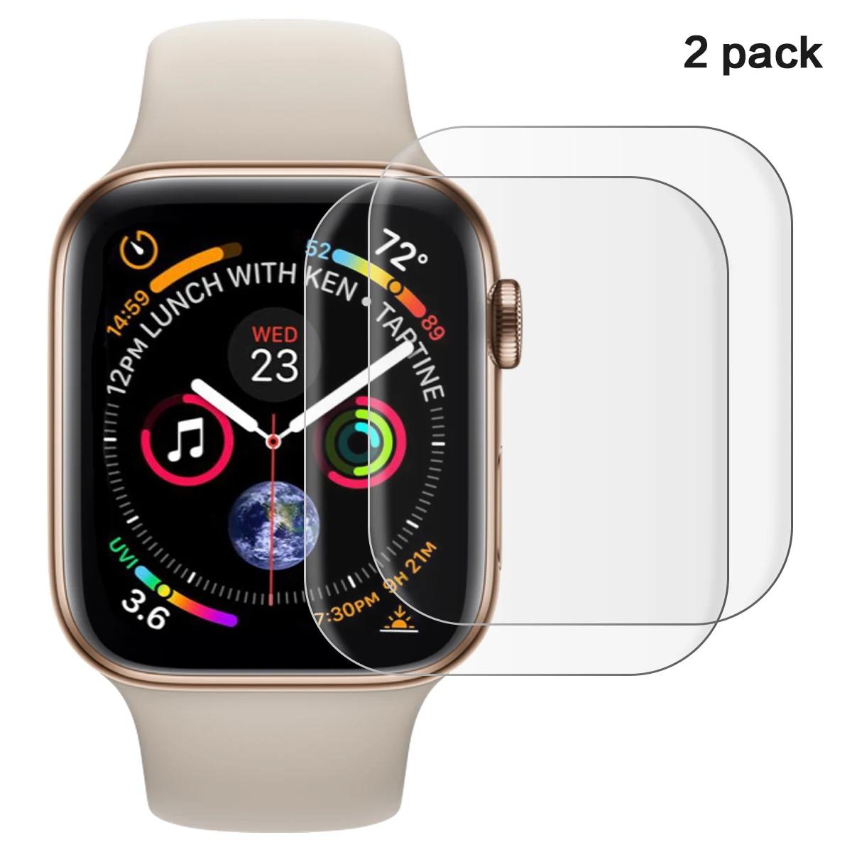 2pcs glass film IP68 ДЛЯ Apple iWatch серии 4 40 мм водонепроницаемый чехол для часов противоударный прочный бампер Гибридный чехол для ПК с резиновым ремешком для часов - Цвет: 2pcs glass film