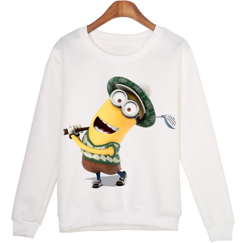 Color 5 3D Белый свитшот для женщин с мультяшным принтом sudaderas mujer harajuku Миньоны толстовки плюс размер XL - Цвет: Color 5