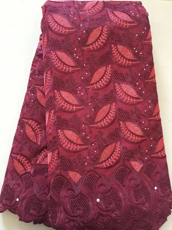 5Yards/pc Beautiful pink african cotton fabric and green embroidery swiss voile lace for clothes LC5-4 | Дом и сад