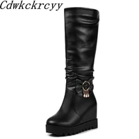 women boots autumn and winter new style fashion sweet bow rhinestone high boots internal increase keep warm chivalry boots 34 43