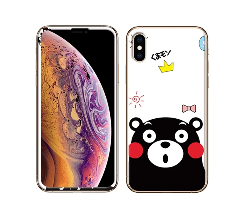 Чехол для экрана для iPhone Xs XR Xs Max X Передняя пластина из закаленного стекла+ ТПУ задняя Цветная рисунок или корпус с рисунком