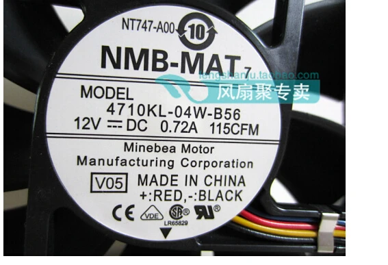 

New original NMB 12cm12025 12V 0.72A4710KL-04W-B56 120X120X25mm four line PWM intelligent temperature control fan
