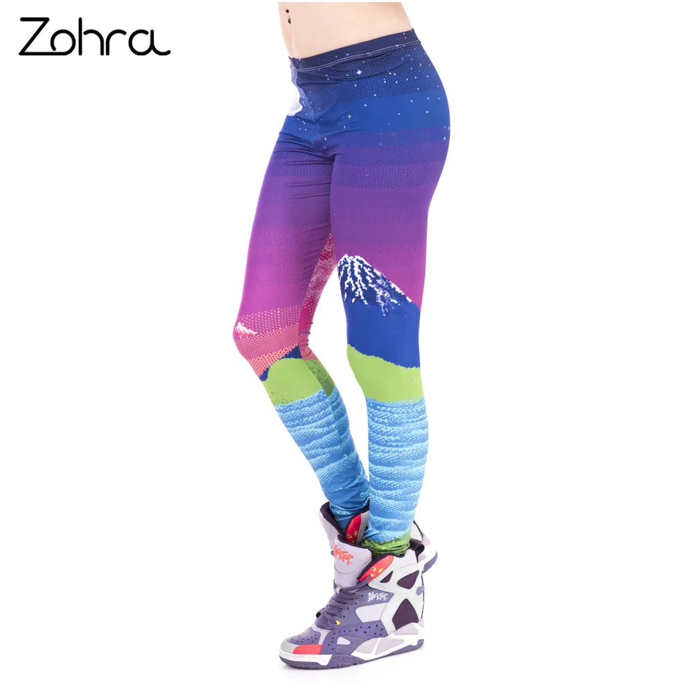 Зухра Alta calidad Mujeres Legins Pixel Fuji impresion Vista nocturna de Moda леггинсы polainas atractivas la Mujer | Женская