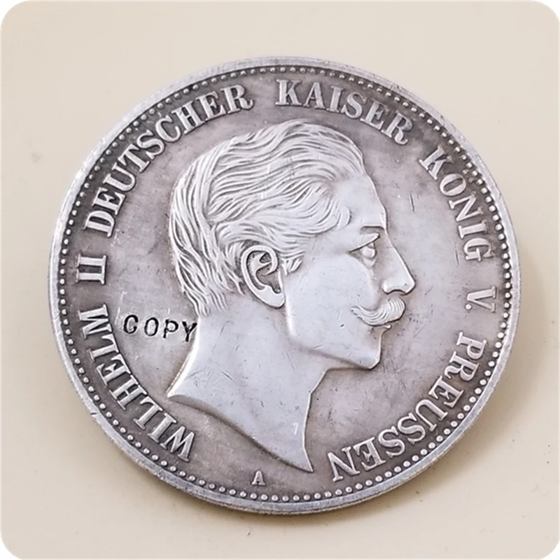 1888 немецкие Штаты (Пруссия) 5 Марк Вильгельм II копия монет бесплатная