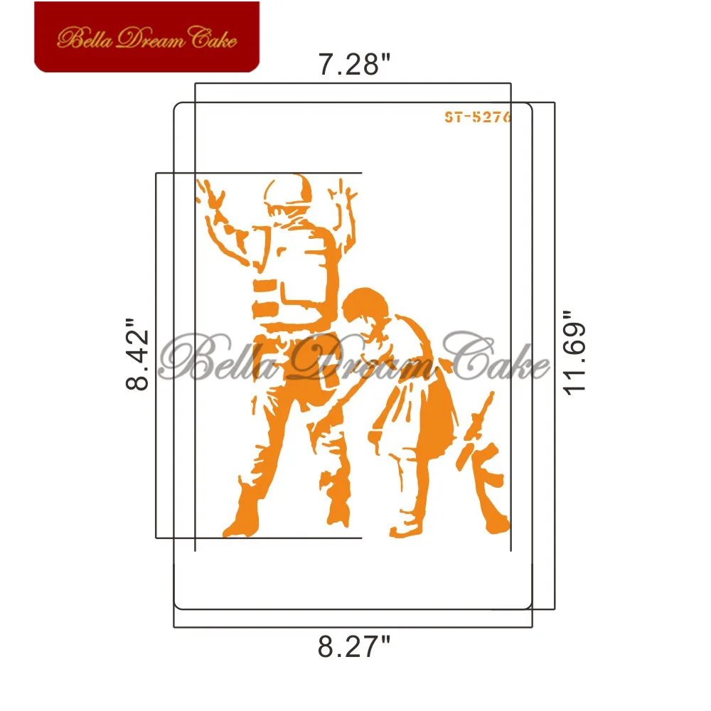 

Soldier and Girl Cake Stencil Cake Tool Layering Plastic Painting Stencils For DIY Scrapbooking Art Drawing Stencil Template