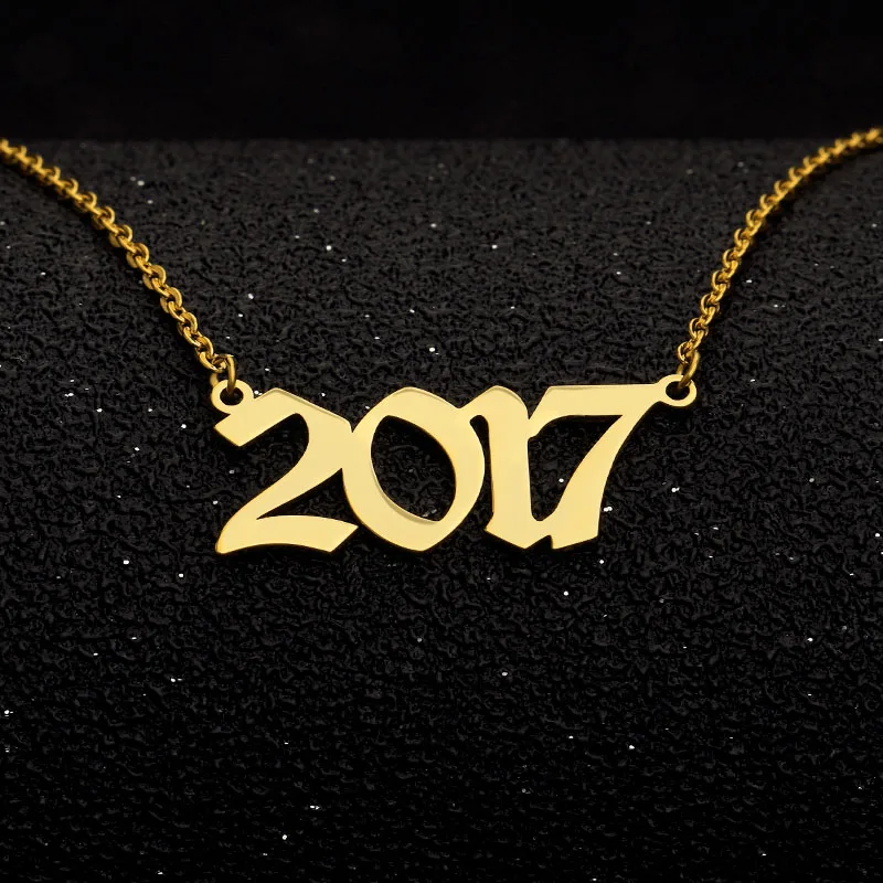 2017 Можно украсить ювелирными изделиями особенный день год на цепочке с цифрами для Для женщин 1994 1995 1996 1997 1998 1999 от 1980 до 2002 персонализированные ожерелье - Окраска металла: 2017