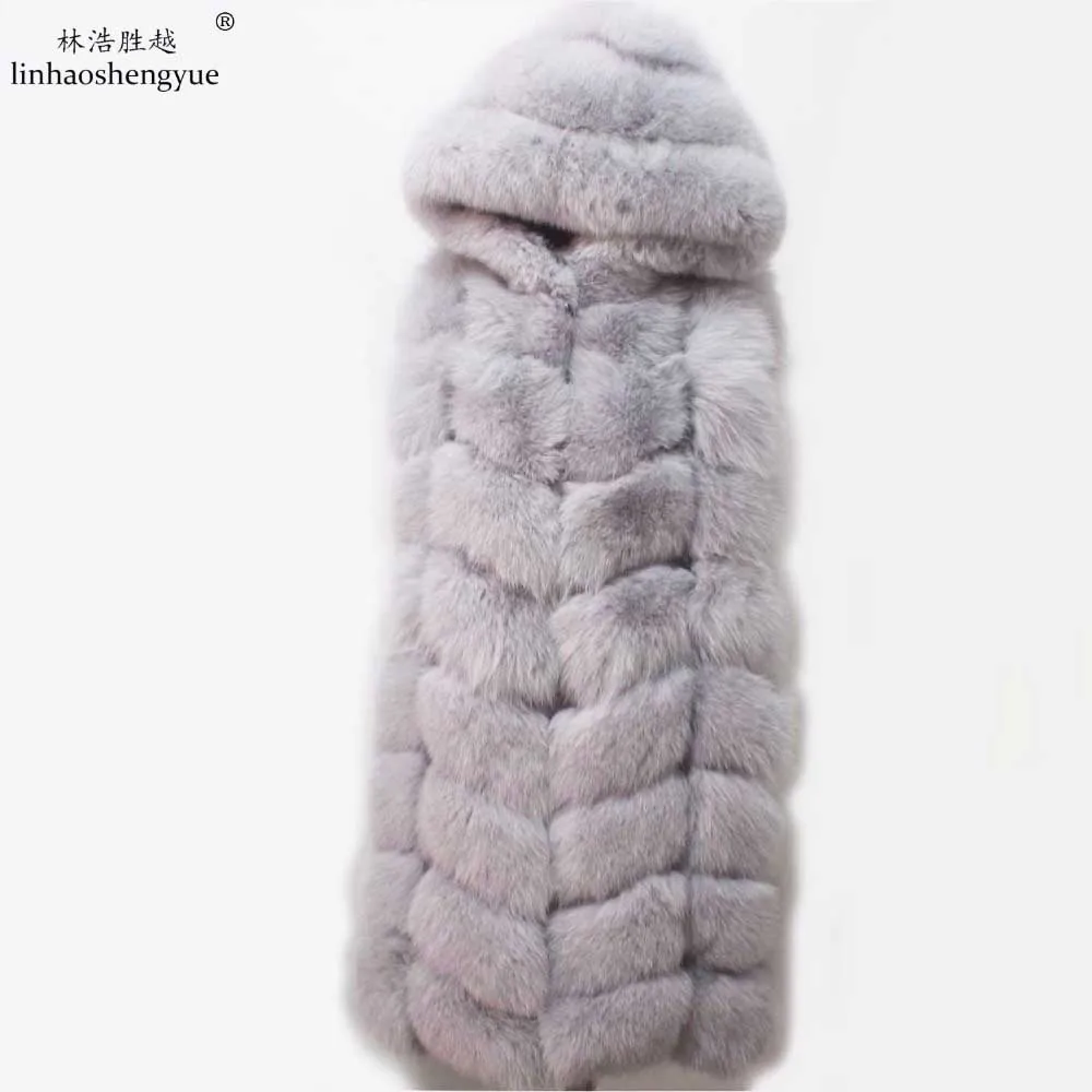 Linhaoshengyue 88cm Spring and Autumn and Winter Women  Fashion Natural Fox Fur  Hat Vest  Freeshipping