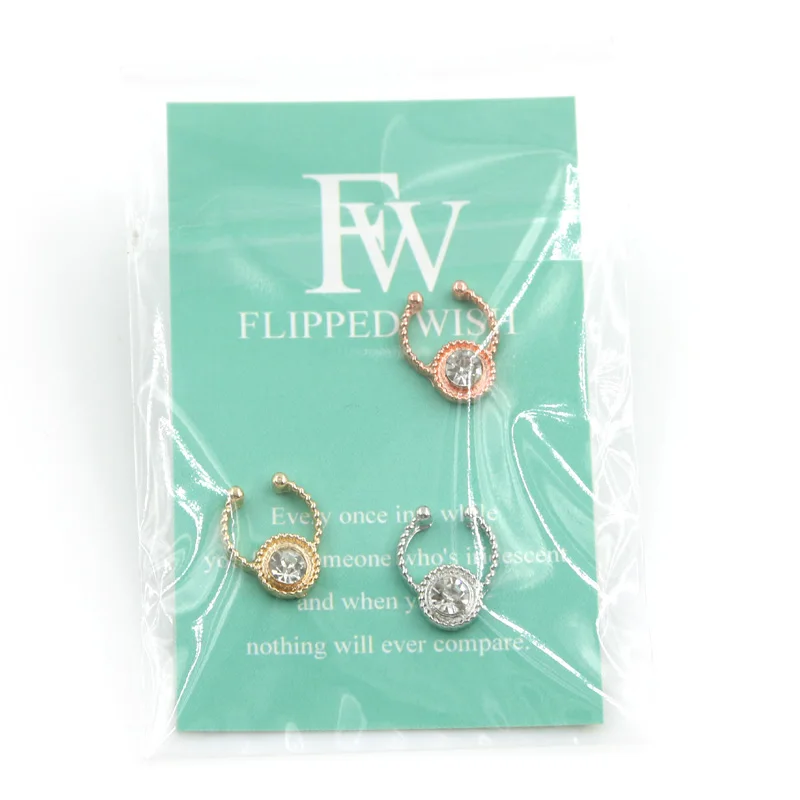 3 вида цветов Новое поступление уникальный кристалл Поддельные кольца для носа и