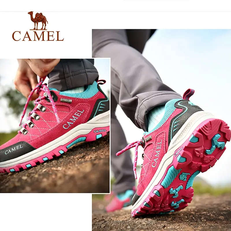 CAMEL/Женская походная обувь; замшевая кожаная верхняя часть; профессиональная Нескользящая прочная дышащая мягкая обувь для альпинизма и треккинга