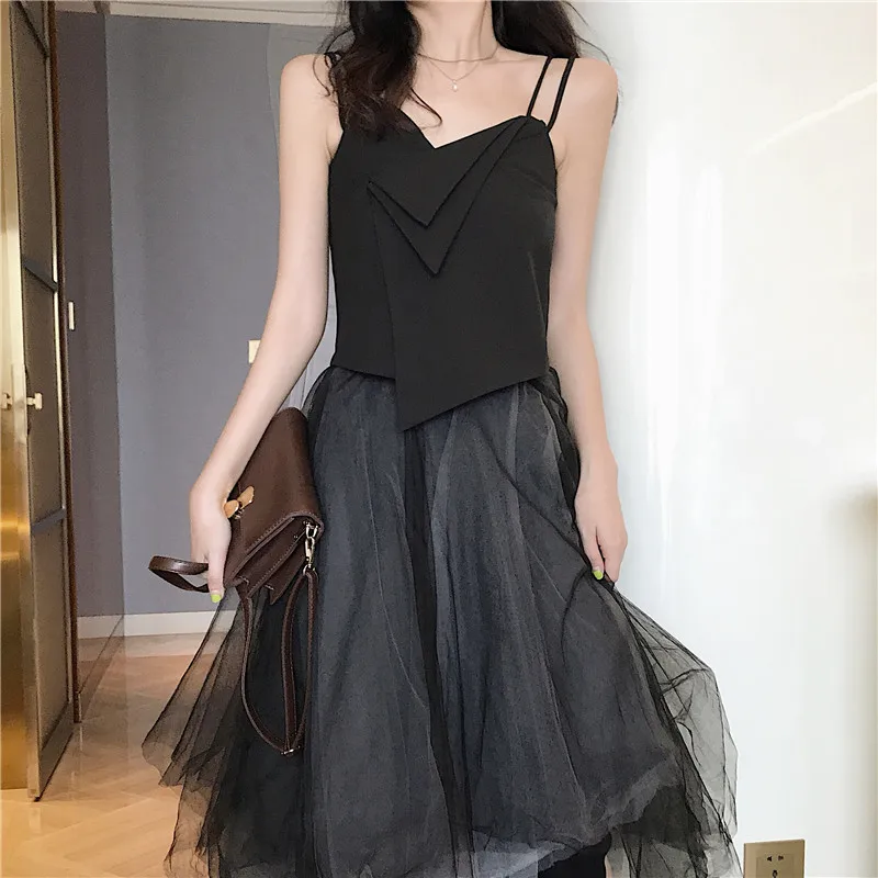 BUYSD 2019 лето комплект из двух предметов костюм женское платье черный Винтаж