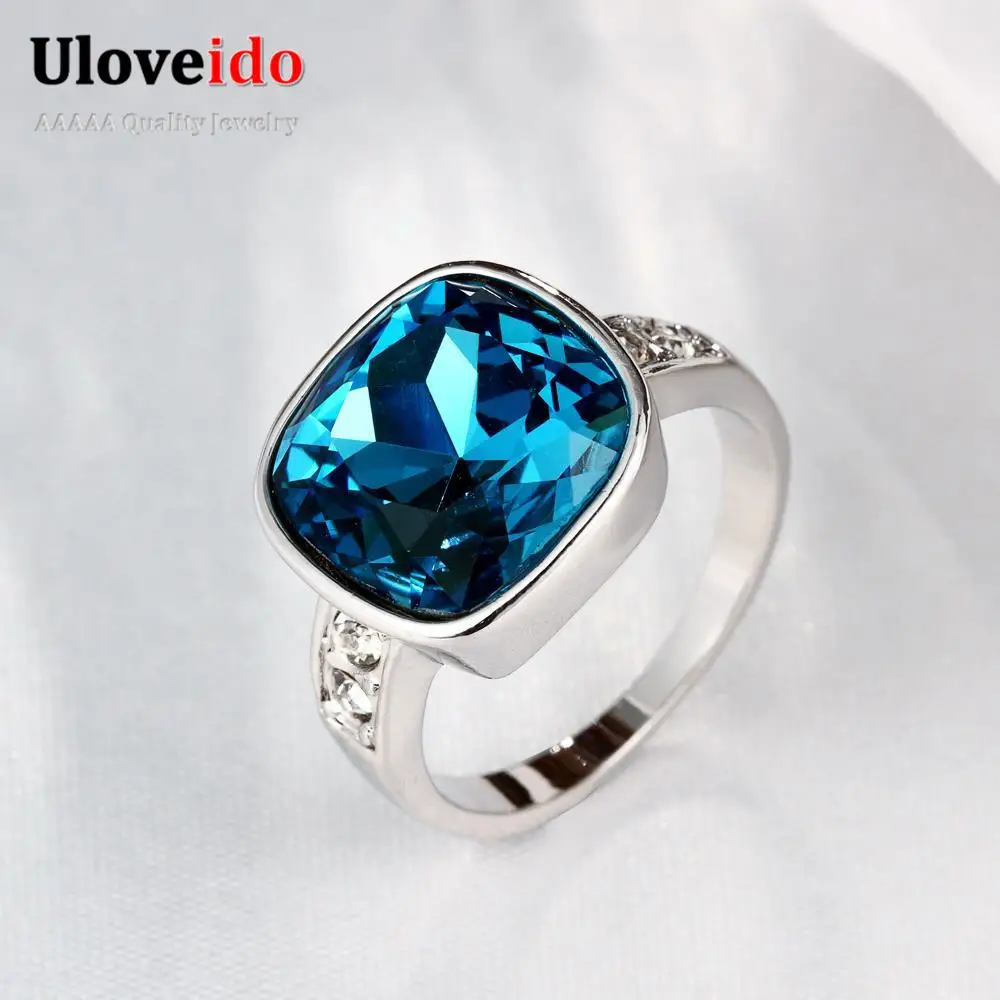 2017 Продвижение Кольца Для Женщин Анель Bague Femme Большой Синий Кольцо с Камнями Delicado