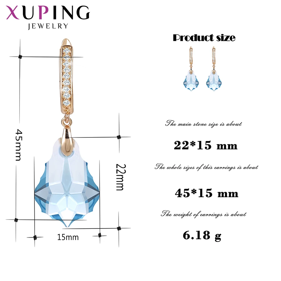 Xuping, серьги-кольца с кристаллами Swarovski, романтические ювелирные изделия,, вечерние серьги в канун Рождества, семейный подарок для женщин и девочек, S185-20537