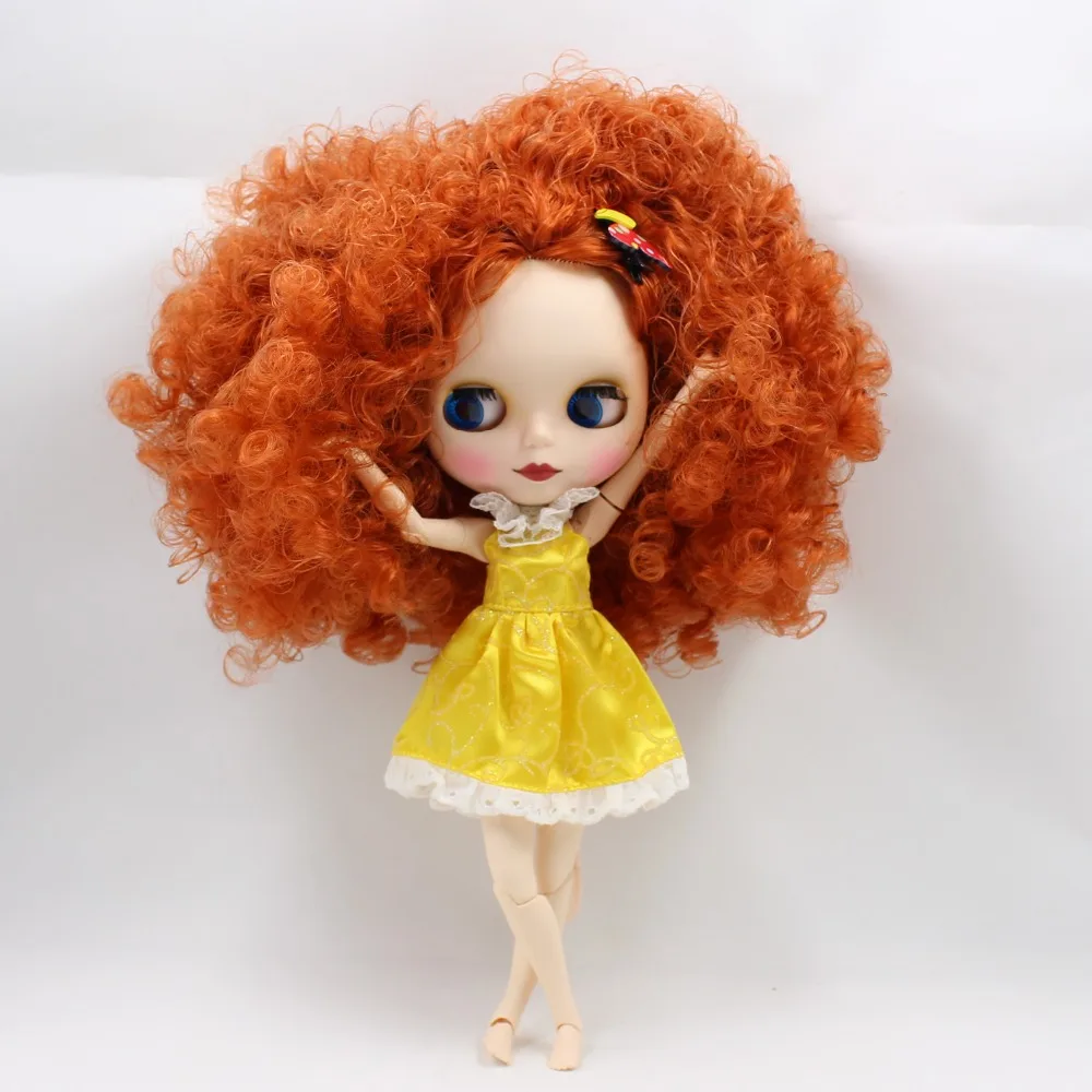 Ледяной DBS Blyth кукольные-коричные вьющиеся волосы шарнирное тело матовая лицевая